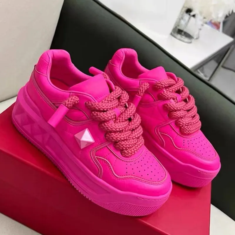 Zapatos de vestir de moda para mujer, zapatillas de deporte de verano para exteriores, informales, con cordones, transpirables, cómodos, de alta calidad, rosa y rojo para mujer 230417