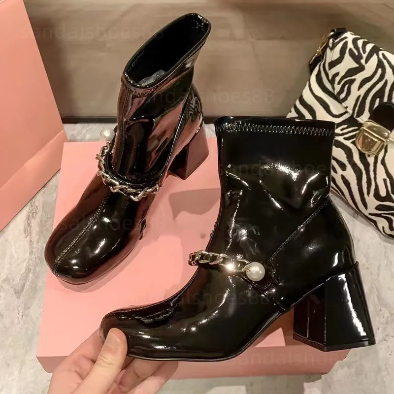Patent leather ankle boots low heel discount