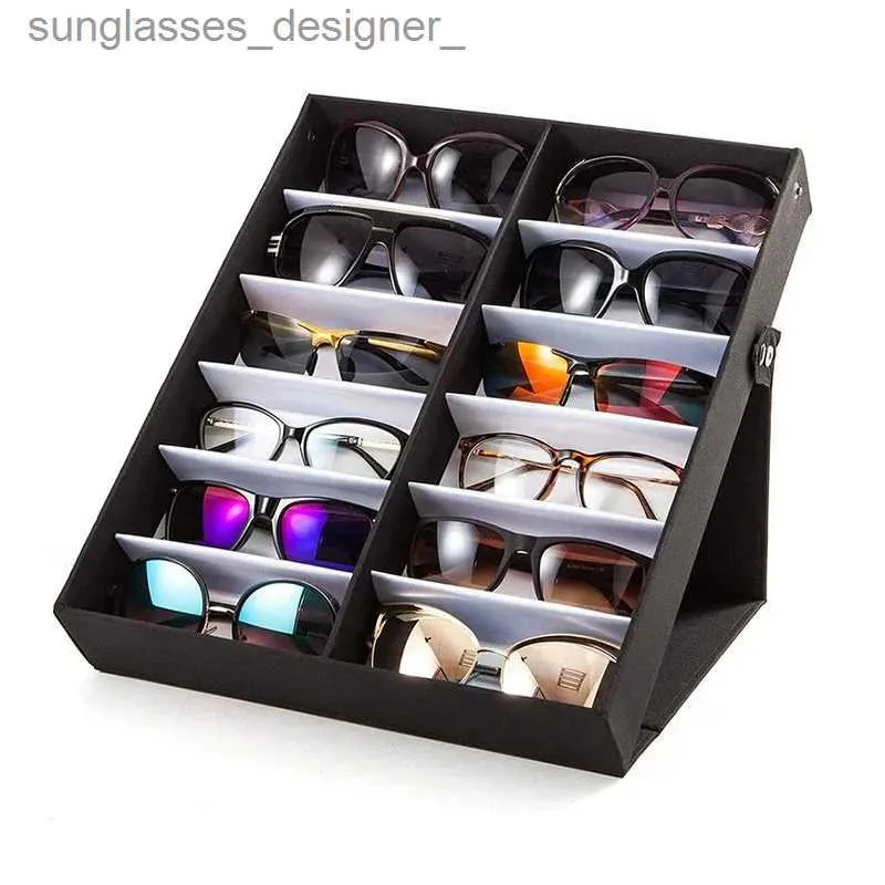 Étuis à lunettes de soleil 12 fentes plateau à lunettes vitrine de lunettes de soleil boîte de rangement de lunettes porte-lunettes support de lunettes de soleil organisateur de lunettes de soleil L231117