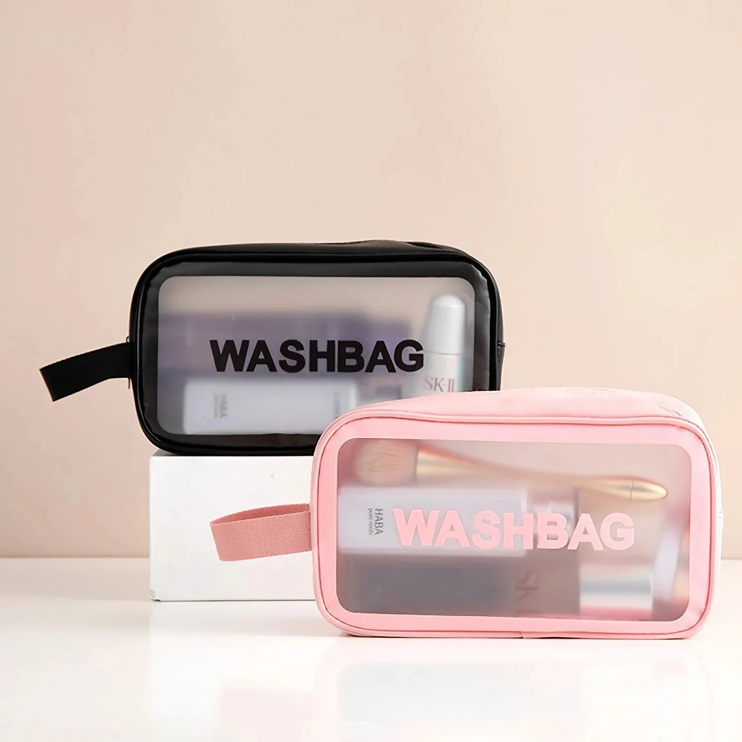 Kvällspåsar Semorid Clear Makeup Bag PVC Waterproof Travel toalettartiklar Set Plastic Transparent Cosmetic Tote Förtjockad 231117