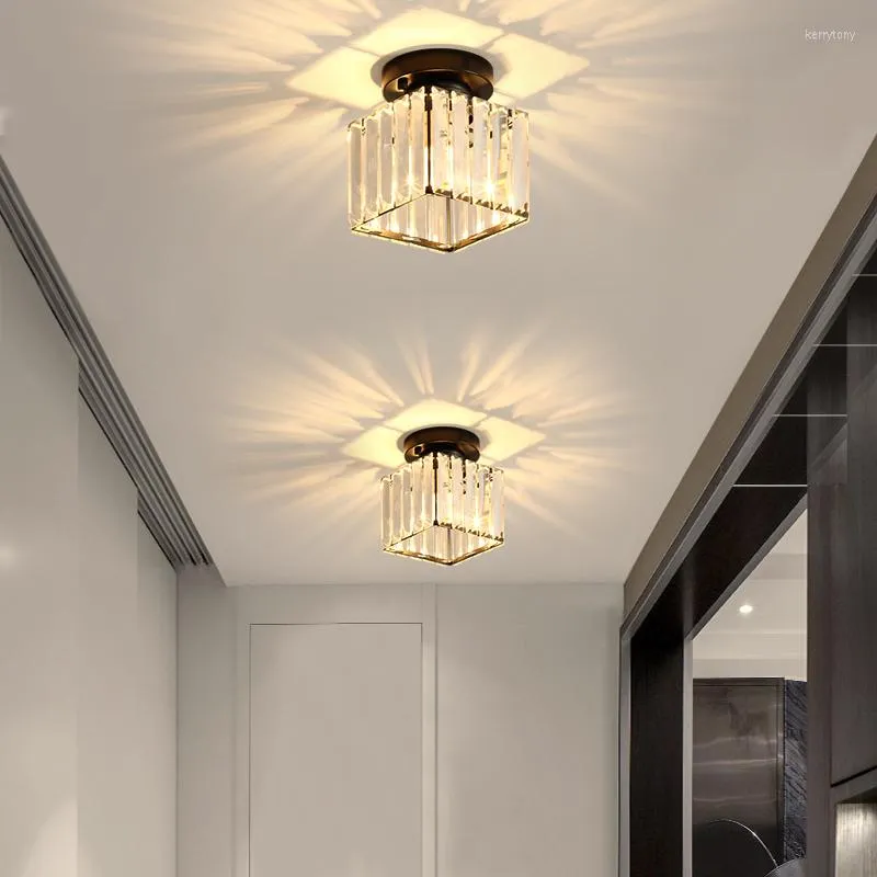 Lustres De Luxe En Cristal Plafonniers Avec E27 Douille De Lampe Pour L'éclairage Intérieur Décor Carré Rond Couloir Lumière Noir Or