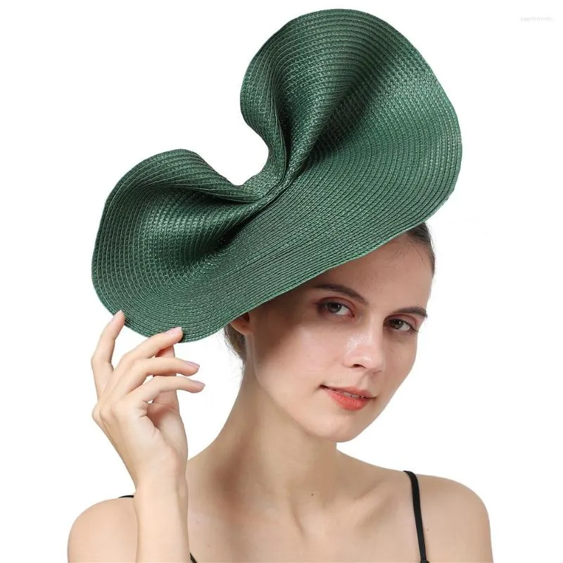 Berets Vintage Dark Green Party Fascinator Hair Accessoire Vrouwen Bowknot Hoofdband Elegant bruidshoofdstuk Cocktail hoofddeksel