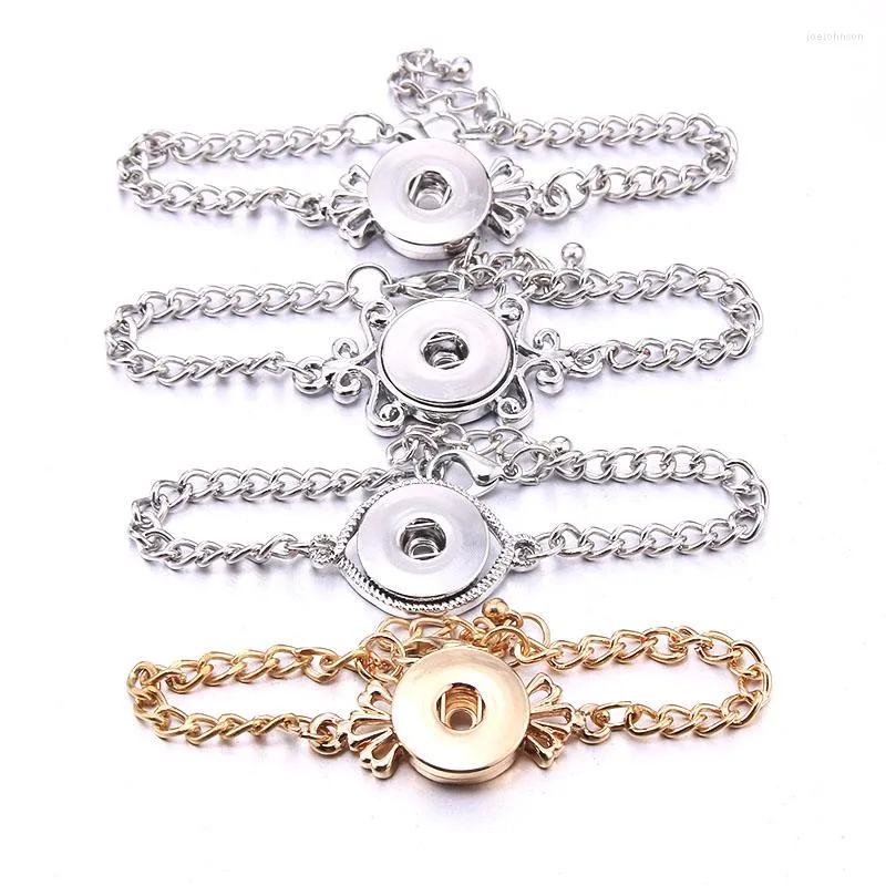 Charm Bracelets Snap Button Jewelry Adjustable Gold Color 18MM Metal Bracelet Bangle Chain For Charms