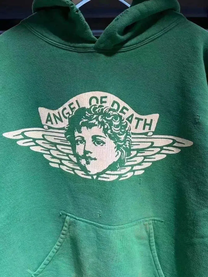 DHgate.com:Washed Green Saint Michael Angel Hoodie for Men DHgate.com:Washed Green Saint Michael Angel Hoodie for Men