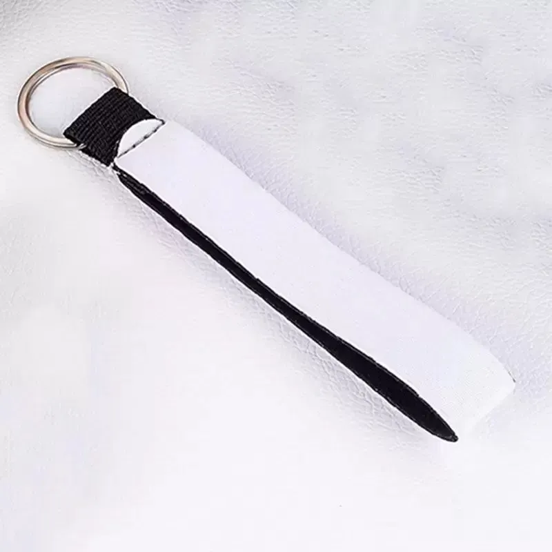 Sublimation Blank Long Keychain Pendant Keyring Heat Transfer Neoprene White Wrist Band Key Chain DIY Gift Party Favor 0423