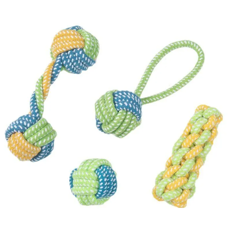 Dog Toys & Chews Handmade Pet Dog Chew Toy Powder Cotton Rope Knot Toys Combination Bite Molar Interaction Puppy Teething Supplies Dro Dhpu7