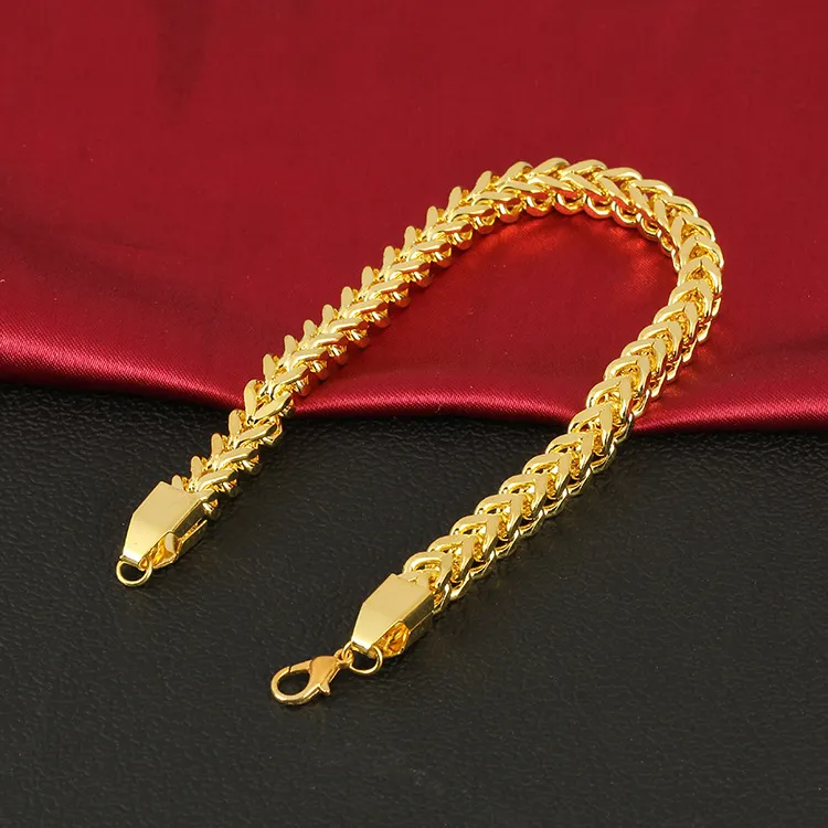 Modisches gewebtes Herrenarmband aus 14 Karat vergoldetem Edelstahl mit Miami-Positiv-Negativ-Kette