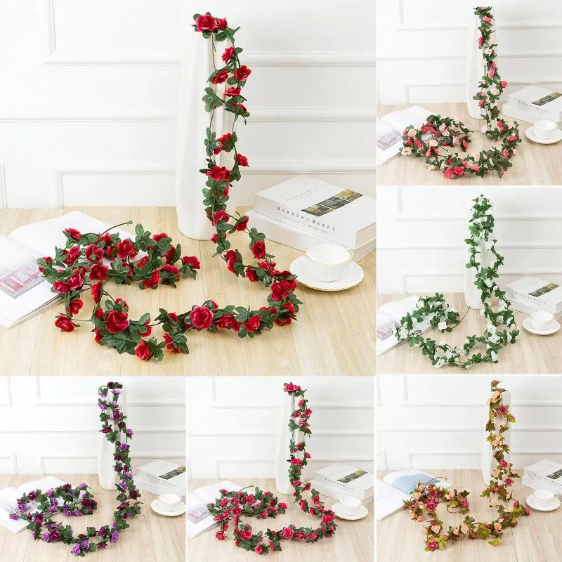 Flores decorativas Garland de flores silvestres para decoração de parede ROSE 45 CABEÇA PANHONE