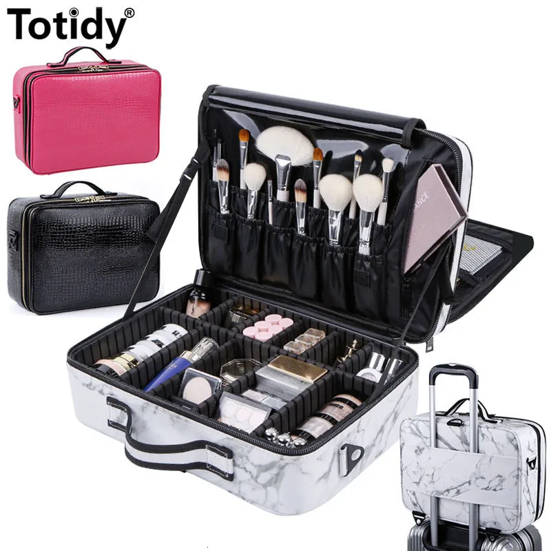 Cosmetic Bags Cases Women PU Leather Make Up Bag Professional Manicure Artist Makeup Case Female Kits Full Cosmetic Organizer Trolley Beauty Box 230418