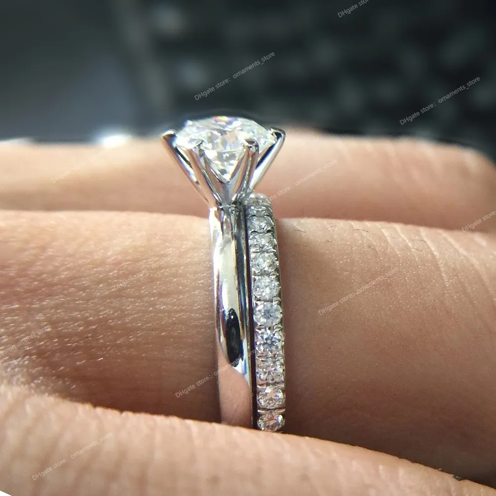 Conjunto de alianças de casamento clássicas para mulheres Anéis de noivado femininos com pedra de cristal de zircônia Acessórios joias SR013 Joias da moda Anéis de zircônia
