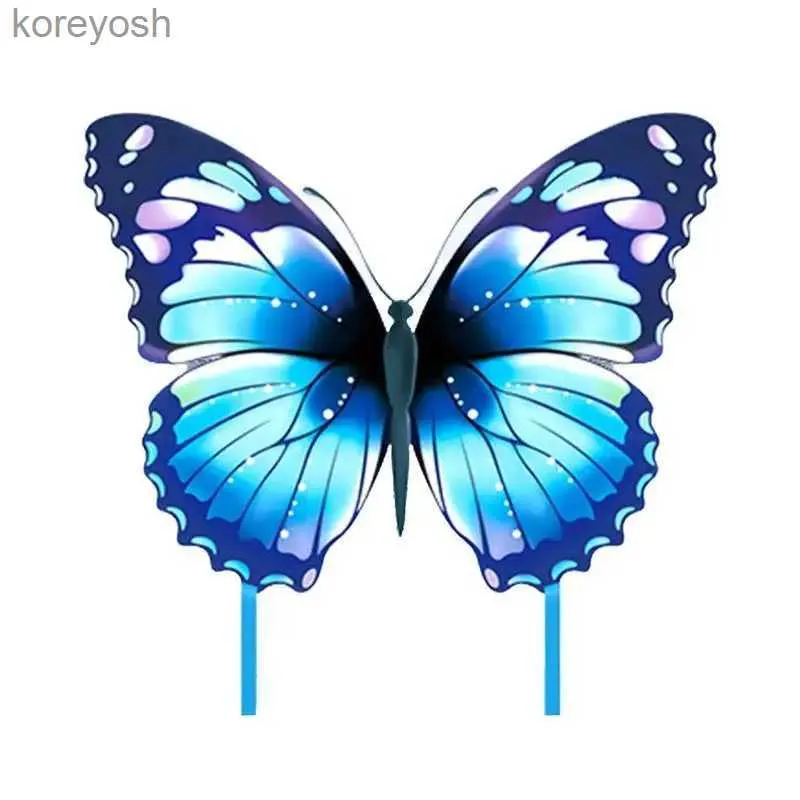 Kite Accessories Beautiful Blue Kite Outdoor Fun Kite Glass Rod Gift Sports Adults Summer Children Line Kite Butterfly For Kids Toy Steel 30mL231118