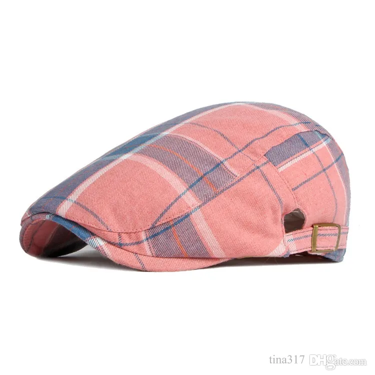 Fashion Accessories Personality Hat Female Spring/Summer Breathable Plaid Berets Male British Retro Duck Tongue Forward Hats Artist Hat LT645