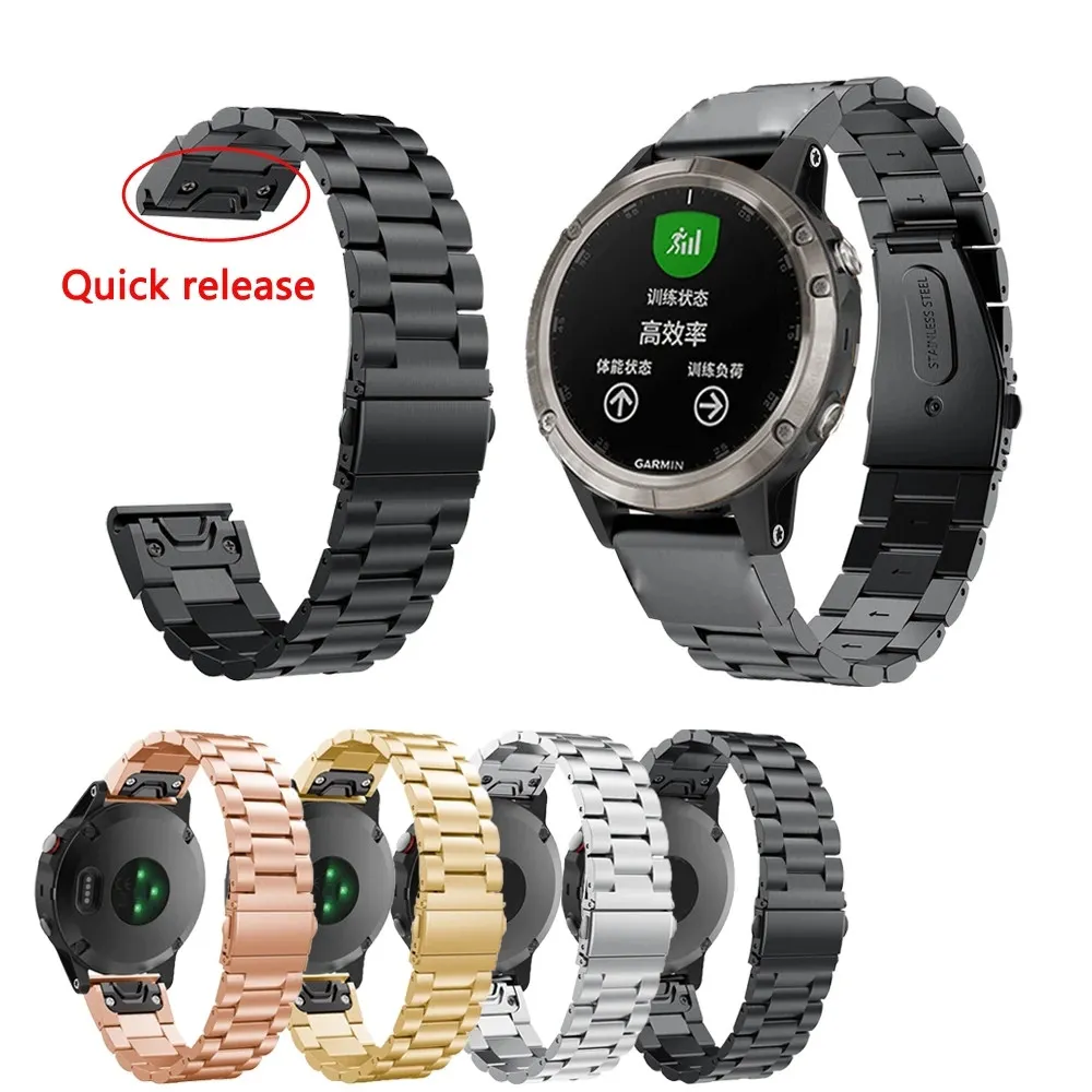 حزام ساعة من الفولاذ المقاوم للصدأ ل Garmin Fenix ​​7 6x 6S 6 Pro 5x 5 5s 3HR Bracelet for Garmin Band 20mm 22mm 26mm Metal Band