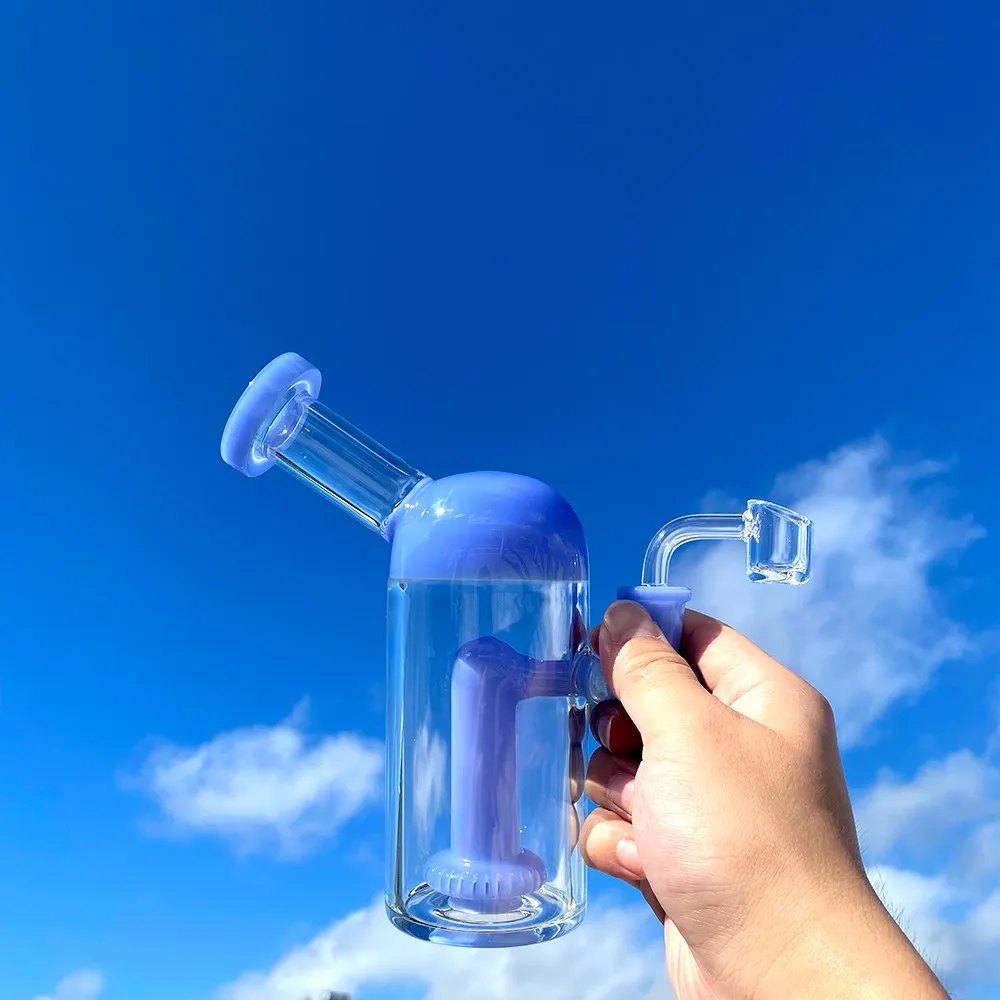 7 inch cute glass bong hookah dab rig unique blue function showerhead glass water smoking pipe with quartz banger