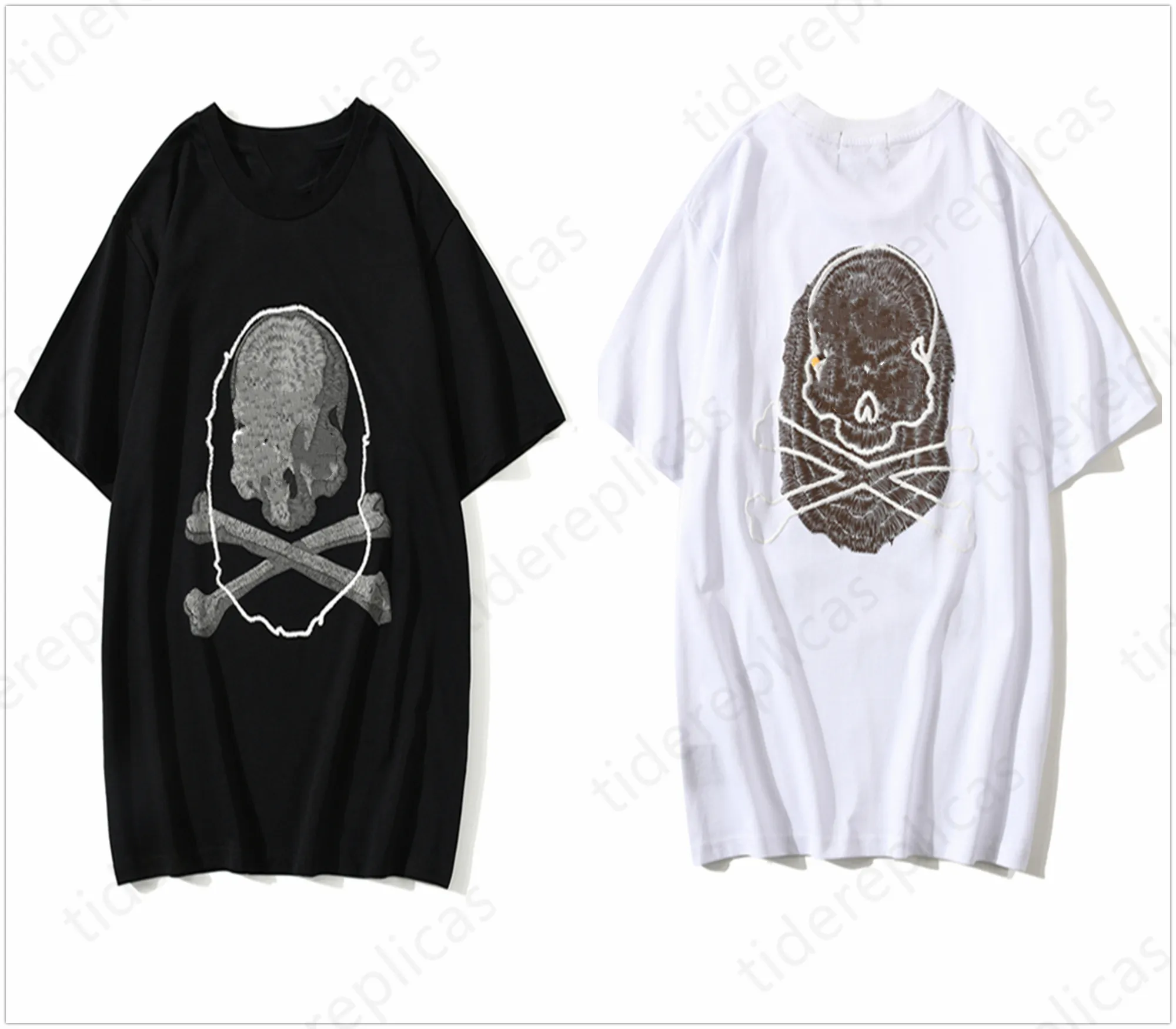 Erkek tişört tasarımcısı tişörtler kadınlar tişörtler kamuflaj kafatası koyu siyah renk engelleme