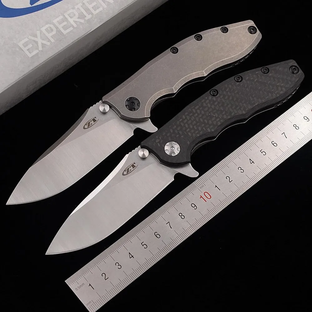 JUFULE HINDERER 0562CF /0562TI 플리퍼 나이프 3.5 "CPM-20CV 블레이드 탄소 섬유 /티타늄 핸들 실외 캠핑 사냥 접이핑 ZT0562 0562 나이프