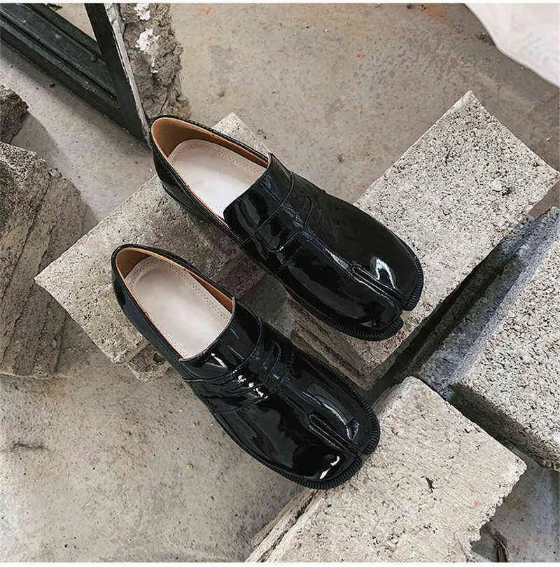 Maison HBP Dres Shoe Black Leather Caual Casual Square Heel индивидуальная расколотая пальца новая весенняя стройная женщина