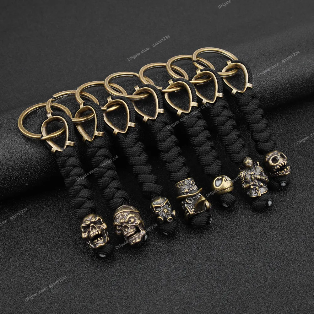 Weave Brass Punk Skull Knife Beads Umbrella Rope Handmade Paracord Bead DIY Hang Pendant Camping HikingParacord paracord rope beads brass umbrella rope