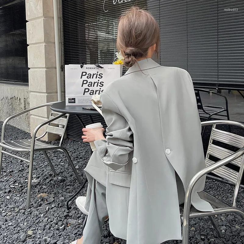 Women's Two Piece Pants SuperAen 2023 Spring Autumn Women's Design Gray Suit Blazer Long Office Lady Two-piece Sets