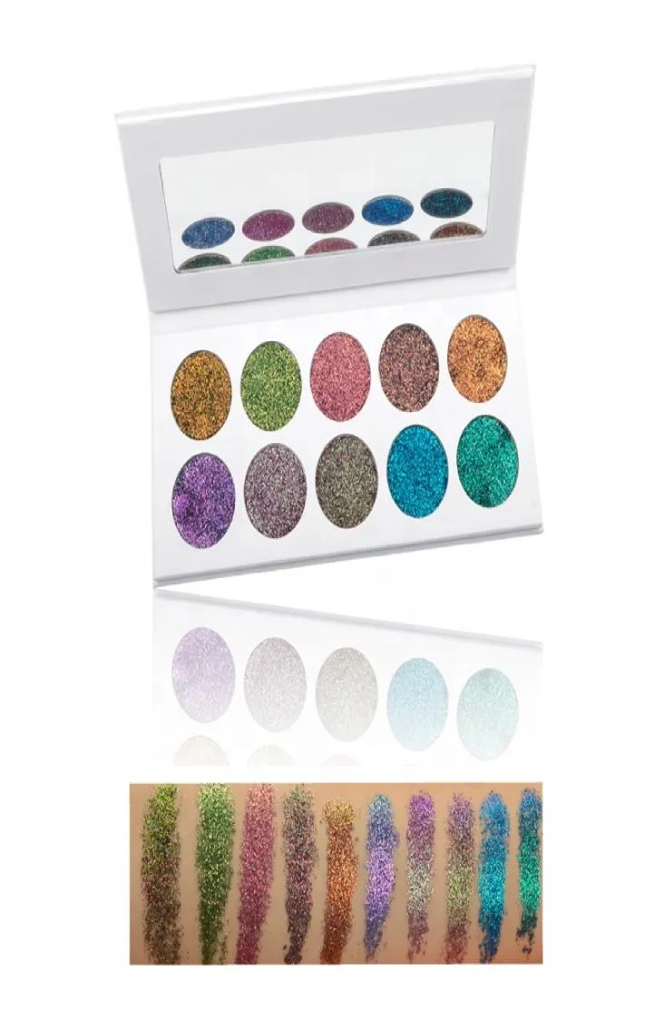 Palette de fards à paupières caméléon à pigments élevés, 10 couleurs, étiquette personnalisée, imperméable, diamant, fard à paupières, Eye4888255