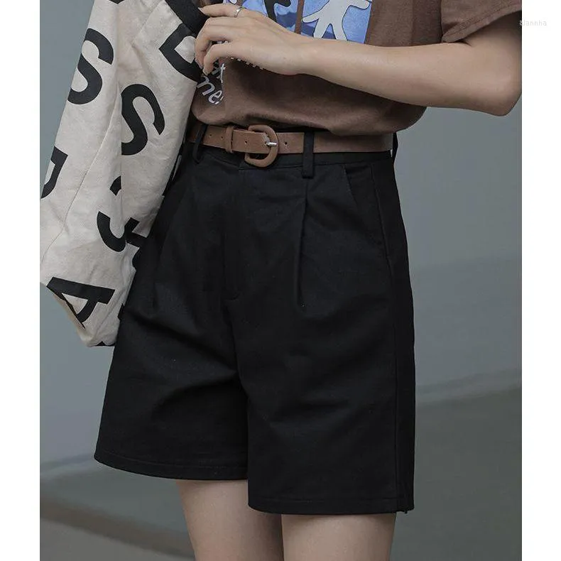 High Waist Summer Shorts for Women Versatile Khaki Black Office Wear
