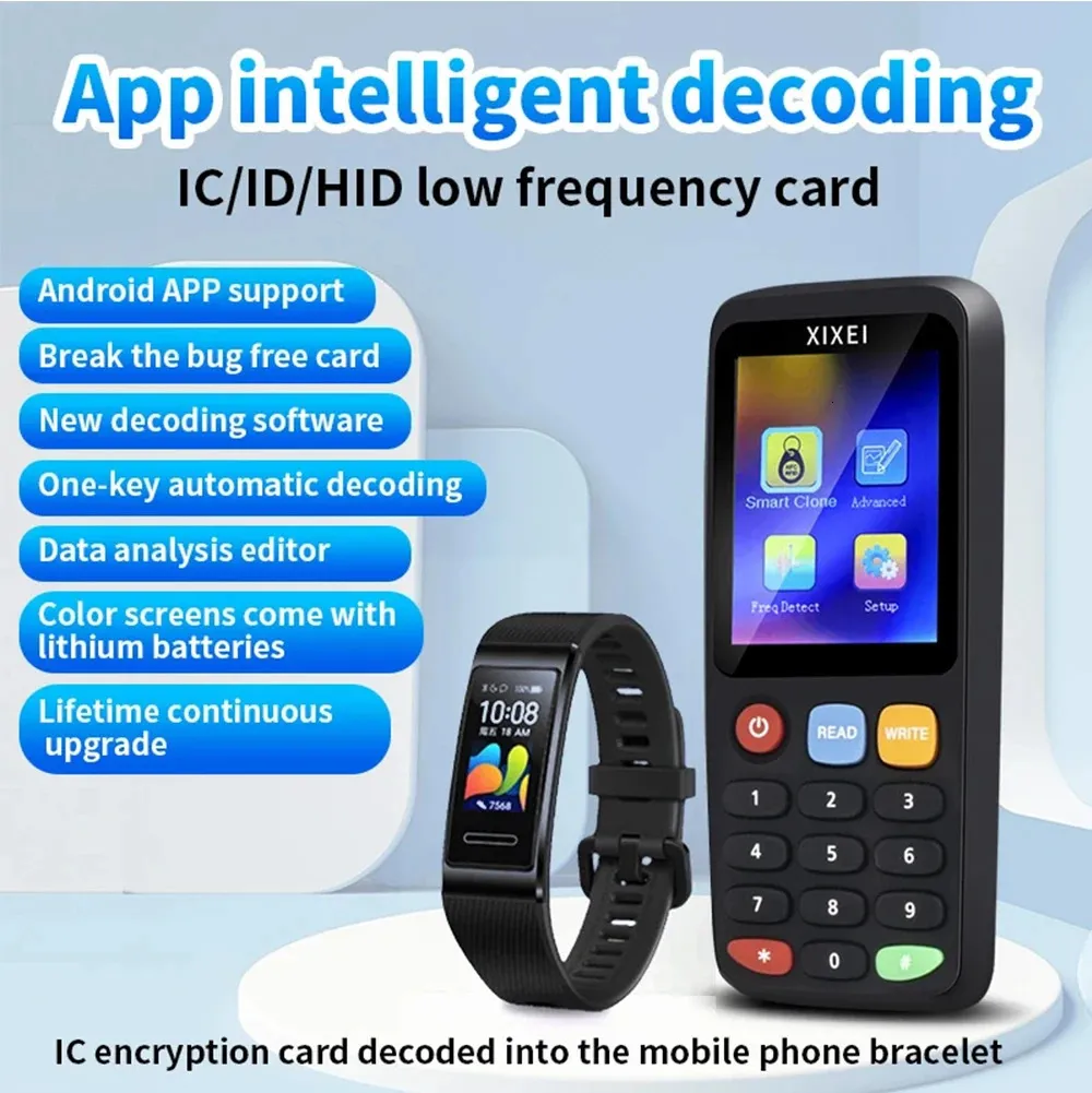 Copieur De Carte D'identité IC Portable 125-500KHz Crypté NFC Lecteur De  Carte à Puce Graveur Duplicateur Cloner Pour Système De Contrôle D'accès De  Porte 