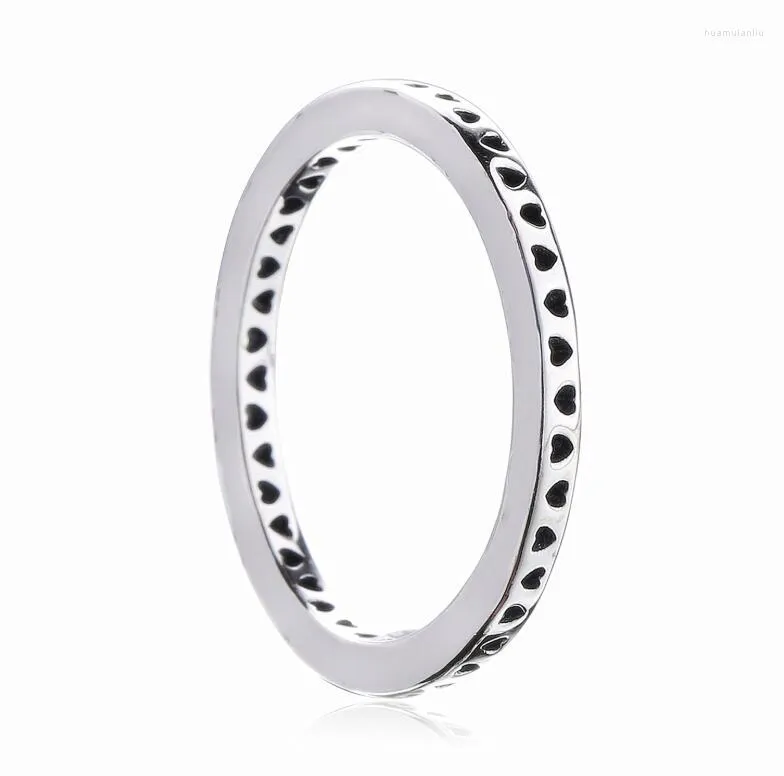 Anelli a grappolo Autentico anello Pan in argento sterling 925 con cuori distintivi compatibile con gioielli europei