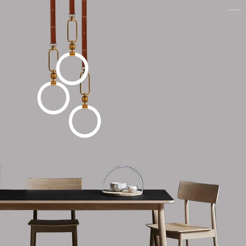 Pendant Lamps Simple Ring Bedroom Lamp Ceiling Light Home Art Decor Living Room Nordic Loft Chandelier Hanging LED Lighting Fixtures