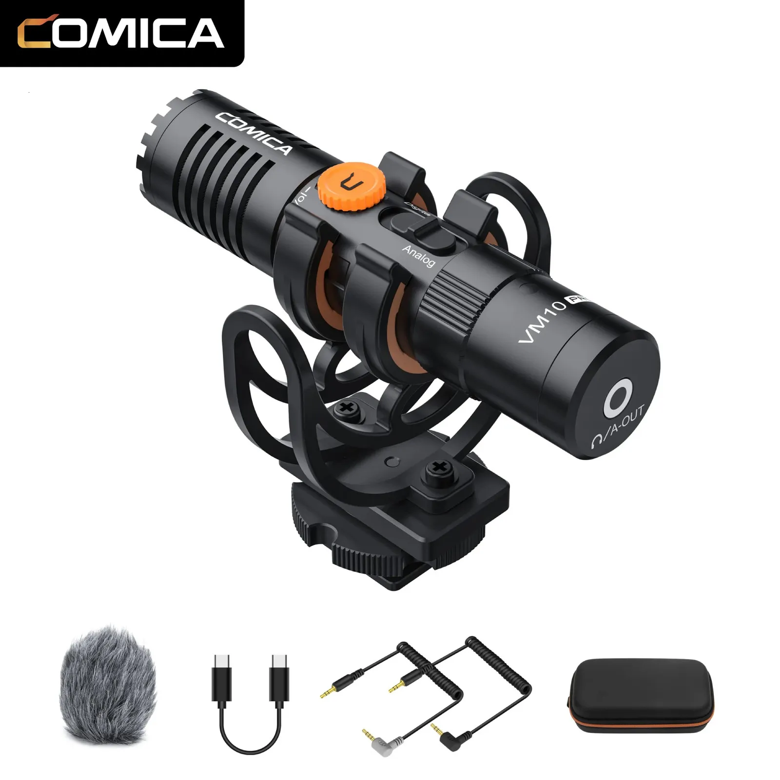 マイクComica VM10 Pro Professional Video Microphone with Shock Mount Gain ControlとiPhone Android 231117用のDeadcat