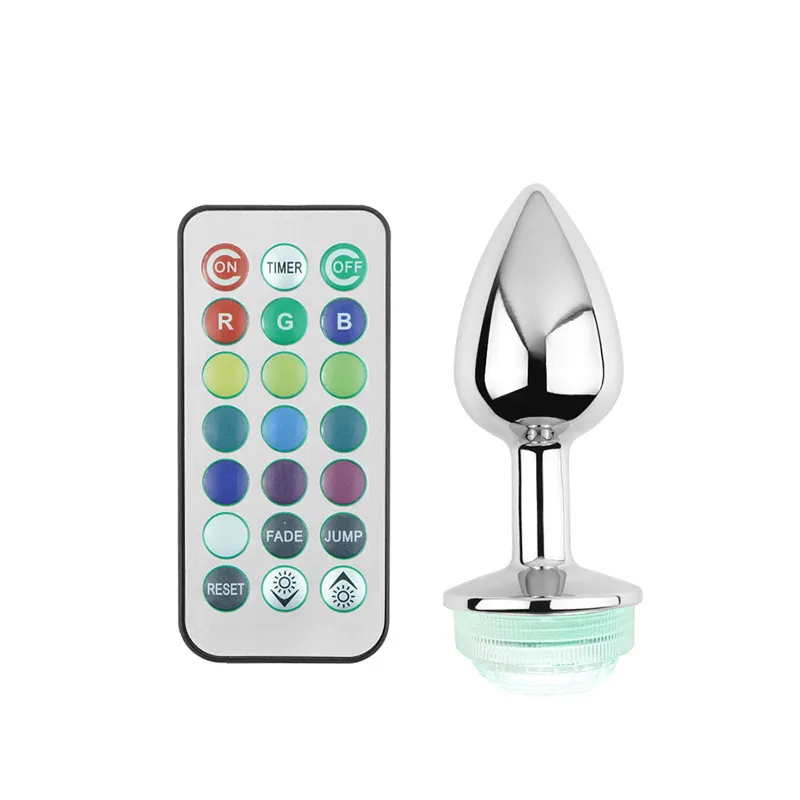 Wireless Remote Control Metal Luminous Plug LED Anal Tail Sex Toy Adult Products for Women_voghion.com