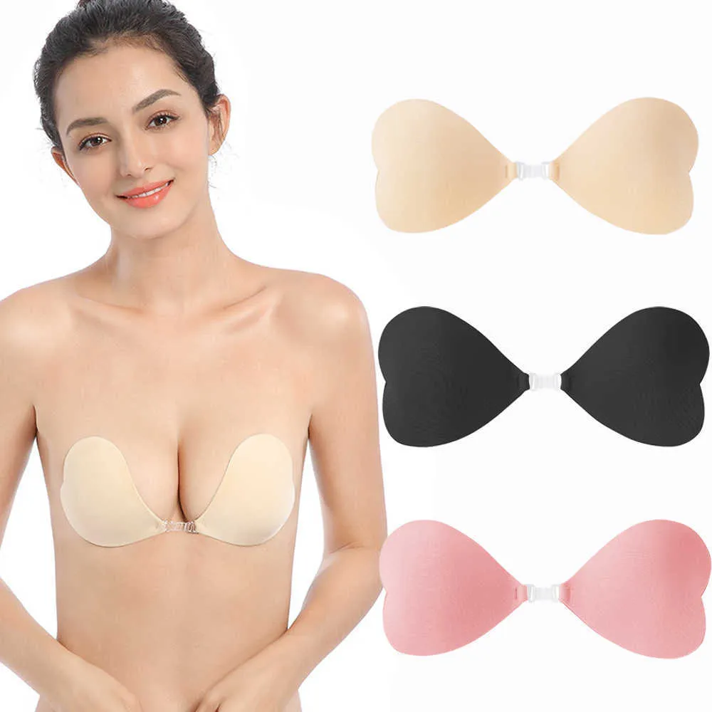 BHs VKME Sexy Unsichtbarer Silikon-BH Frauen Push Up Love Heart Trägerloser verstellbarer Pasten-BH Wiederverwendbarer Sujetador-BH P230417