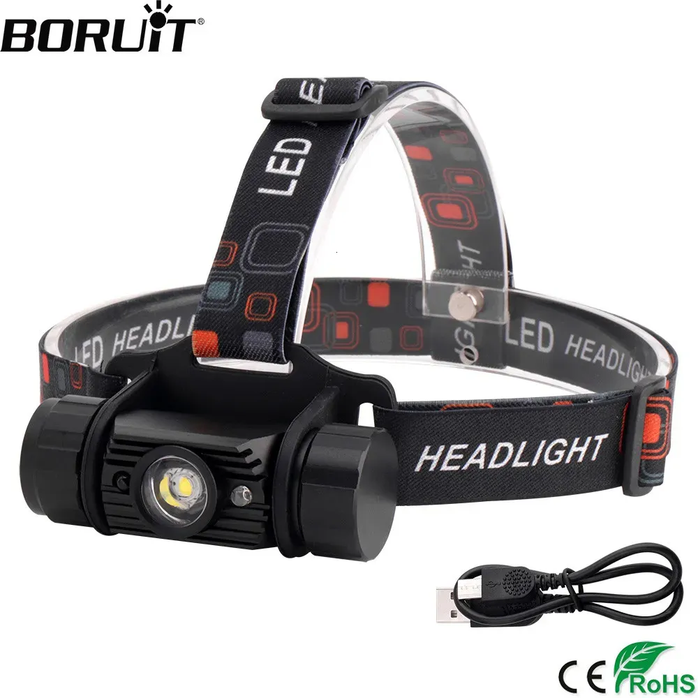 Headlamps BORUiT RJ020 LED Sensing Headlight 1000LM Motion Sensor 18650 Charging Head Torch Camping Hunting Flashlight 231117