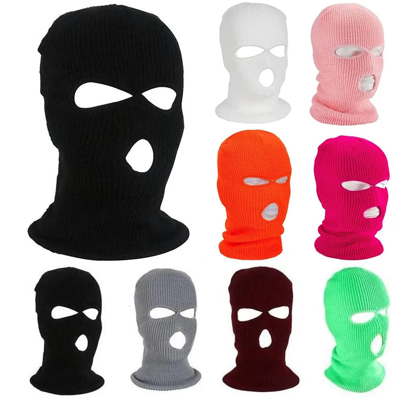 Outdoor Hats Windproof Cycling Mask Hat Knitted Caps 3 Hole Full Face Army Tactical Cover Balaclava Hood Motorcycle 230418