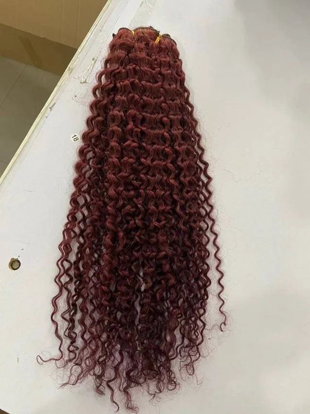 Brazilian deep curly clip ins Reddish brown colored human hair extension 10-24inch 100g/pack 2023 hot chocolate red ponytail hairpiece diva1