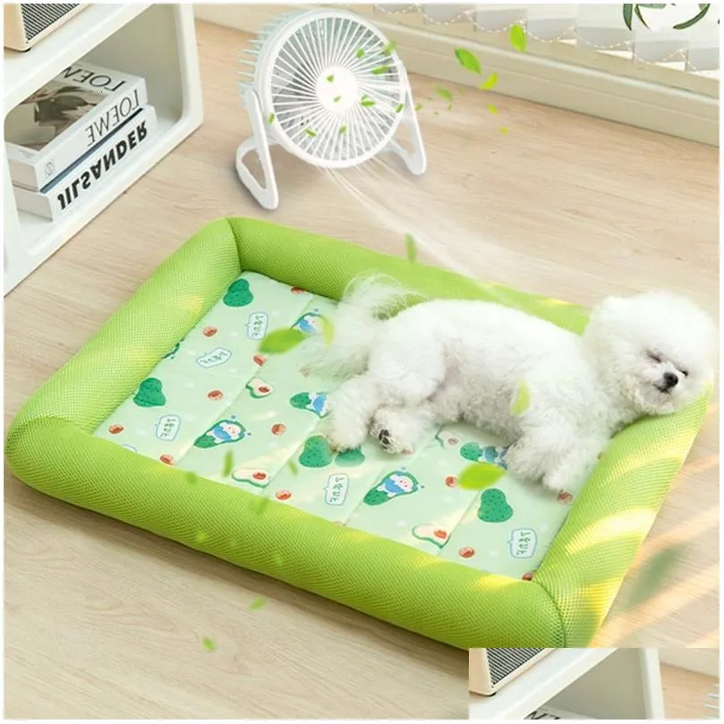 Cat Beds & Furniture Cat Beds Furniture S-Xl Summer Cooling Pet Dog Mat Ice Pad Slee Square Mats For Dogs Cats Kennel Top Quality Cool Dhmf2