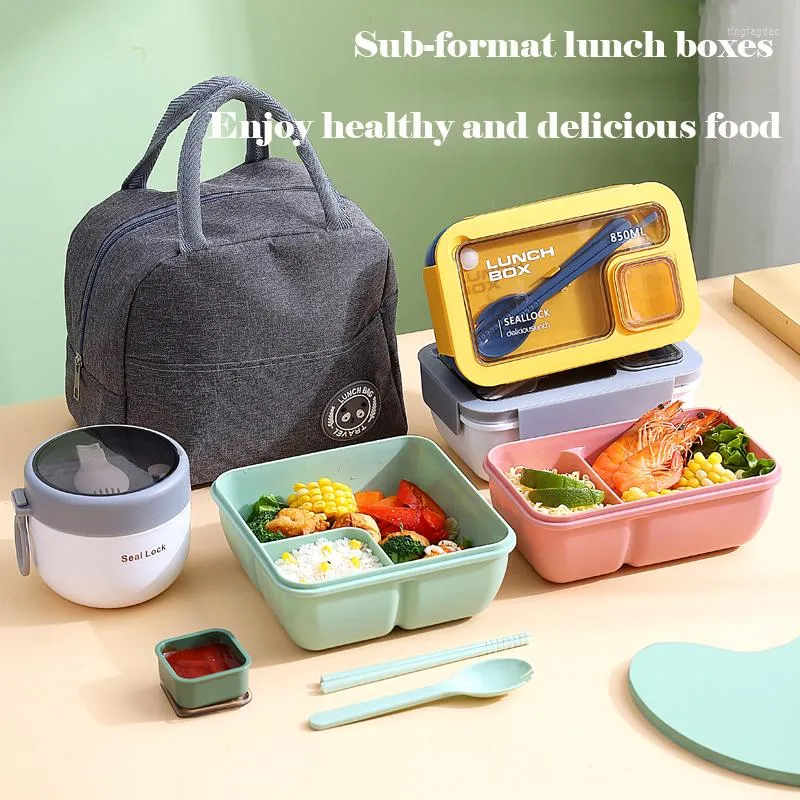 Ensembles de vaisselle Four à micro-ondes Boîte à lunch Portable Conteneur de type séparé Boîtes à bento saines Boîte à lunch avec couverts pour enfant