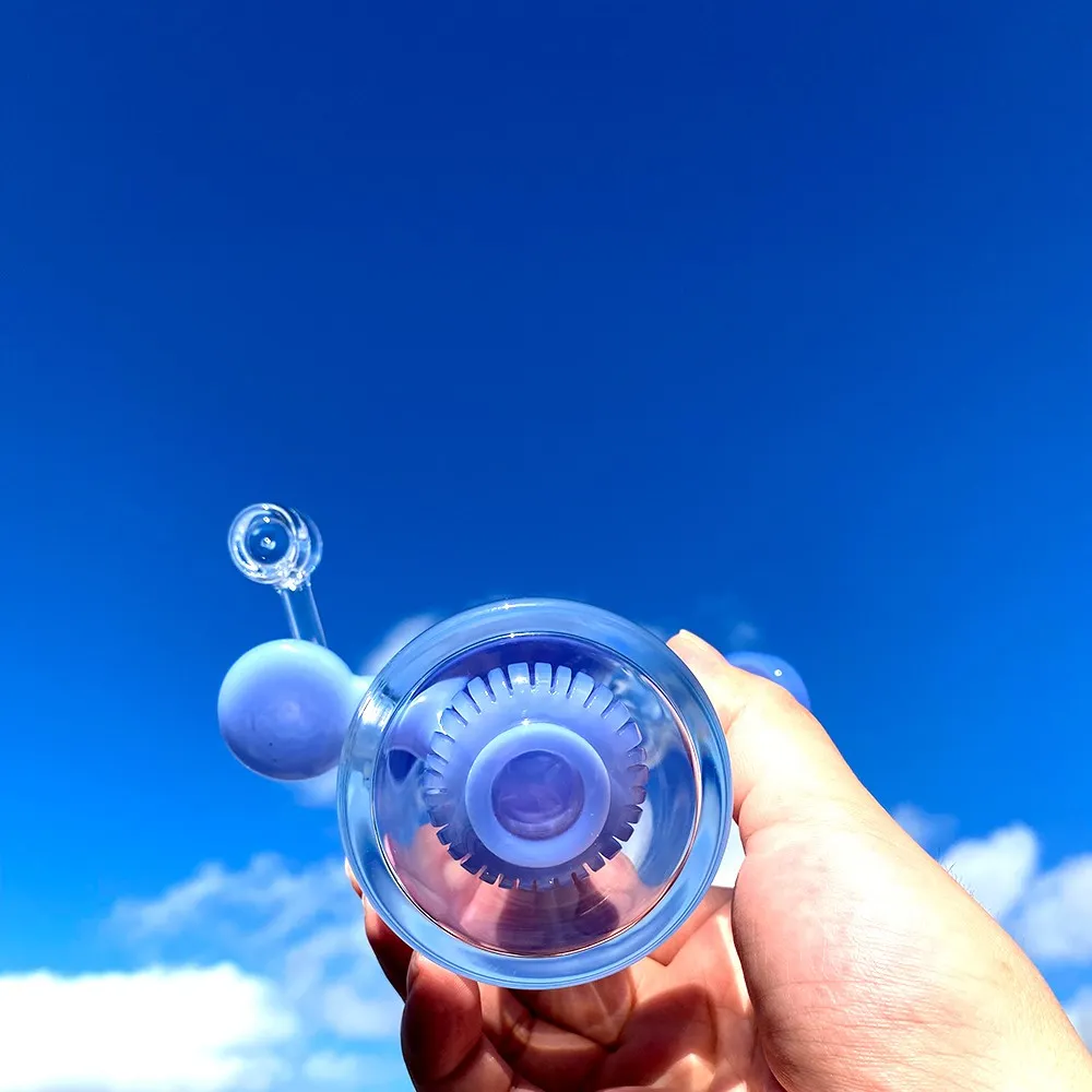 7 inch cute glass bong hookah dab rig unique blue function showerhead glass water smoking pipe with quartz banger