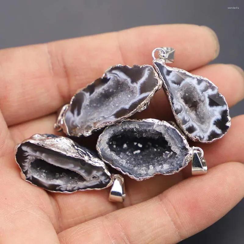 Colares pendentes de pedra natural pingente de borda irregular de pedra crua charme brasileiro drusy druzy cristal aglomerado para jóias de colar