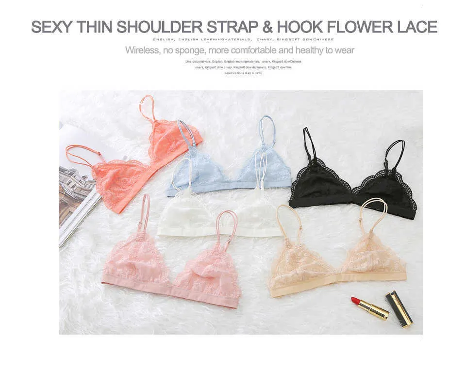 New Sexy Floral Lace Bra Thin Wire Free Bralette Comfortable