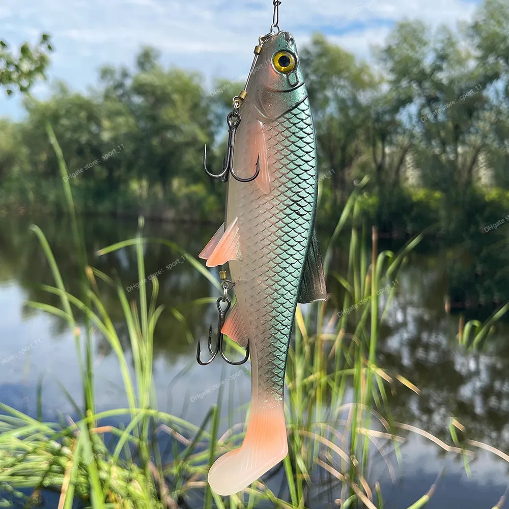 Fiske lure set 15,6 cm/20 cm mjuk betes skugga med stinger rigg krok för storspel saltvatten båt havs gädda zander bas fiskefiske fishing fiske gike lock mjuk stor