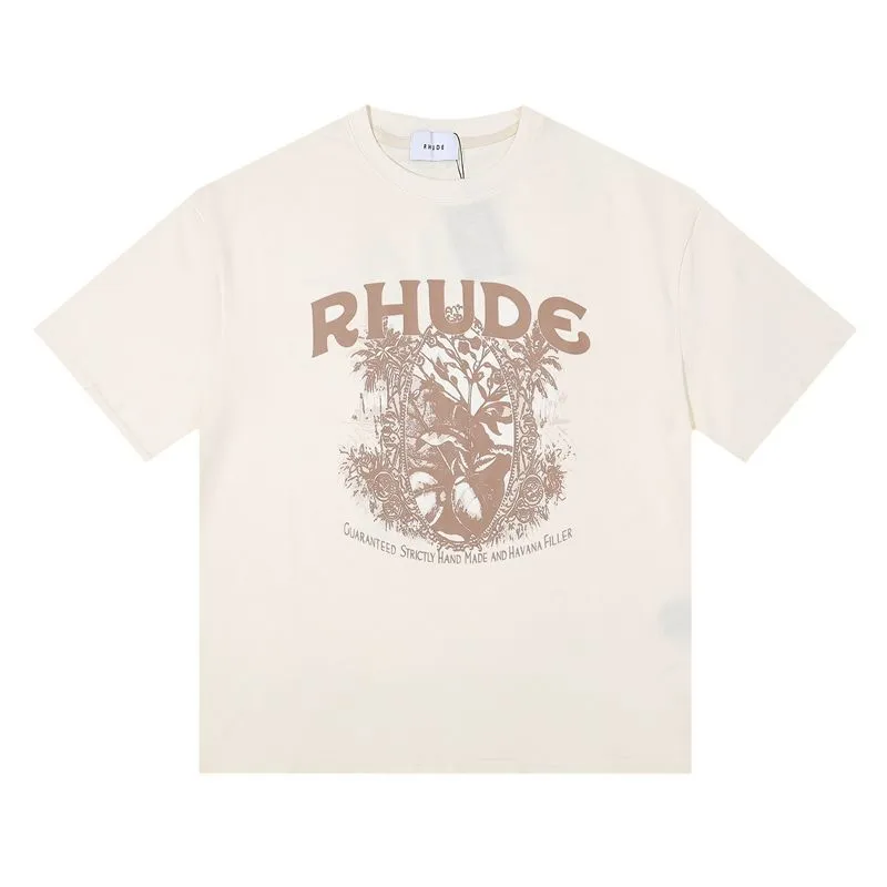 Marca Rhude Designer T-shirt Luxo Moda Rhude Camisas Mens Womens Casablanc Camisa Manga Curta Verão Streetwear Tops Casa Blanca Camisa 7043