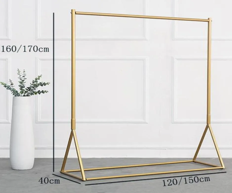 Golden Clothing Rack Display Rack Gold Ubrania szelfowa podłoga F08222444003