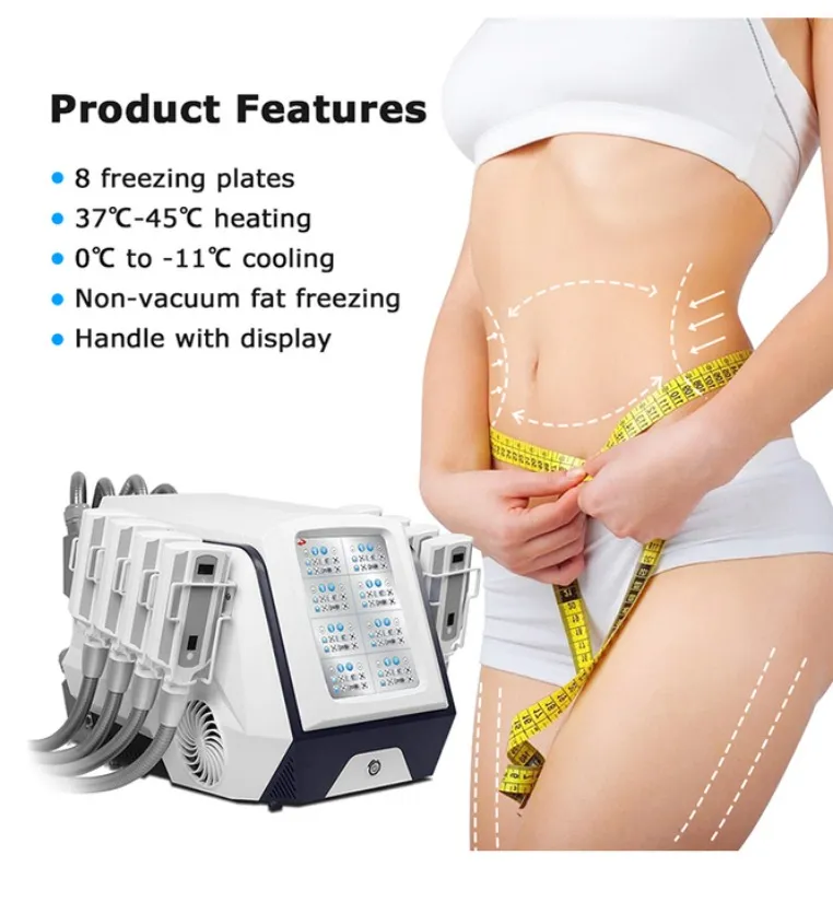 Máquina de emagrecimento Gordura Congelamento Cool Body Sculpting Shaping Máquina Slim Lipólise Tratamento Equipamento de Remoção Spa Salon Use com 8 alças