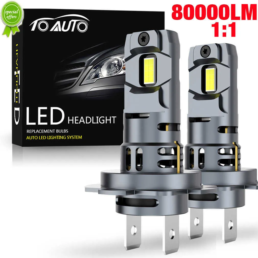 New H7 LED 1 1 Size Car Headlight Bulbs Mini Turbo Head Lamp 3570 CSP Chips Wireless H4 LED Auto Lamps 6500K White 12V