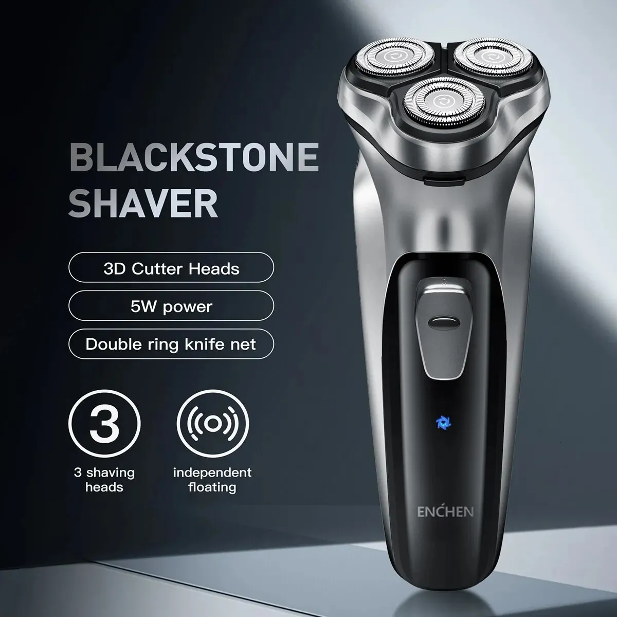 Afeitadoras eléctricas ENCHEN Blackstone Afeitadora rotativa eléctrica para hombres Cuchilla flotante 3D Lavable Tipo C USB Recargable Máquina de afeitar para barba 231113