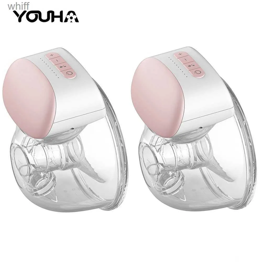 Breastpumps YOUHA Wearable Electric Breast Milk Pump Handsfree Silicone Gel Effective Emptying Breast Low Noise Portable Breast Milk ExactorL231118