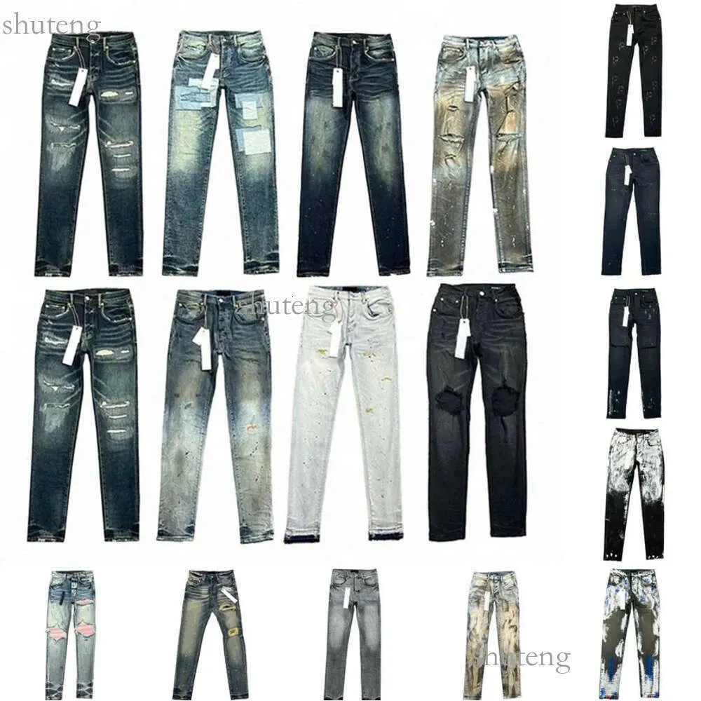 Ksubi Hoge Kwaliteit Paars Jean Rise Elastische Herenkleding Strakke Skinny Denim Tranen Jeans Designer Fashionl63s #598 983