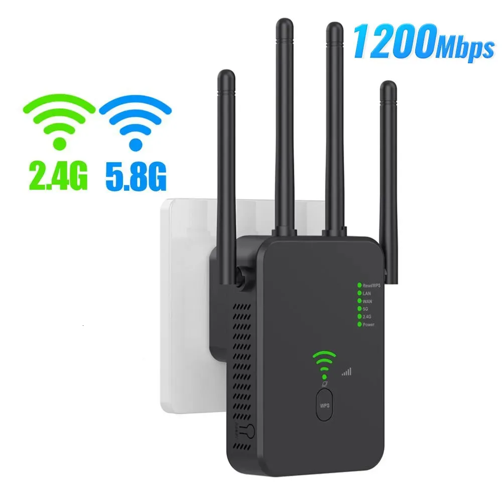 Routers Wireless 5G WiFi Repeater 1200Mbps Router WiFi Booster Dual Band Long Range Extender 5GHz Wi Fi Signalförstärkare 231117