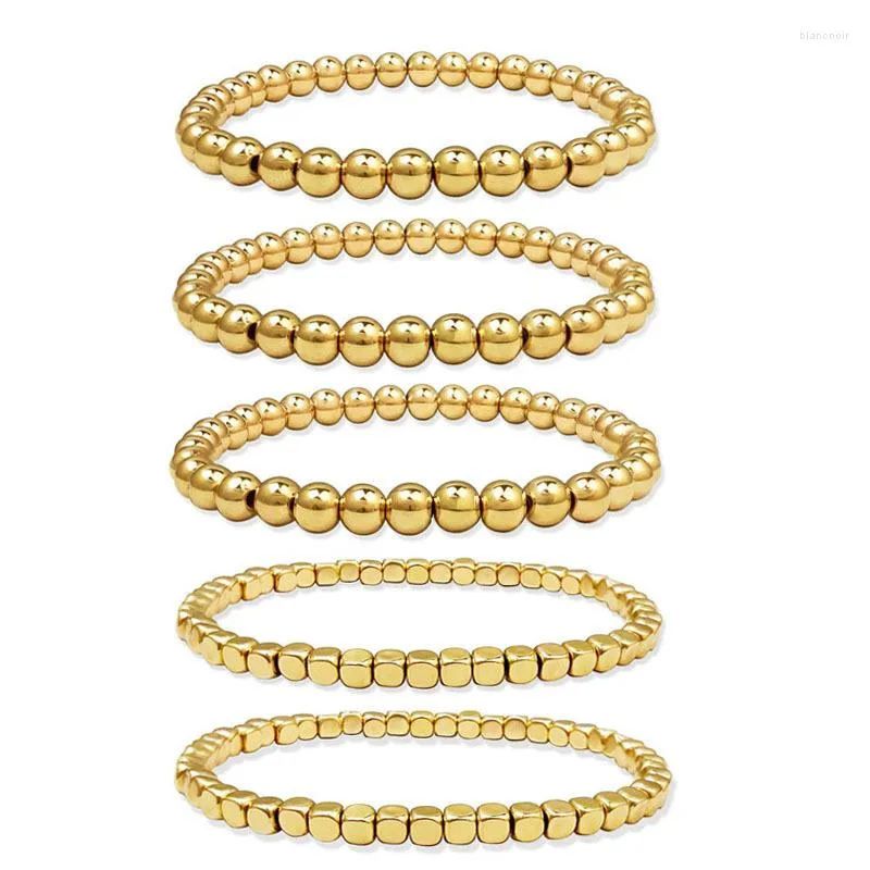 Pulseiras de link GSOLD 4-8mm CCB plástico delicado para mulheres bolas de acrílico artesanais jóias de pulseira elástica elástica elástica