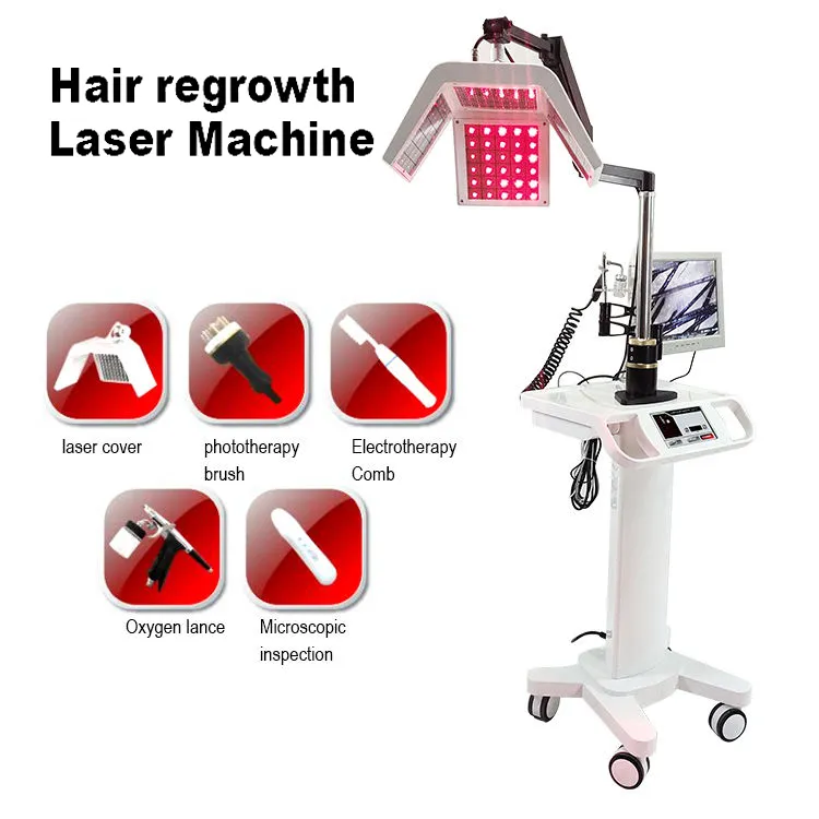 Usage médical Laser froid vertical 650nm Croissance des cheveux Équipement de traitement anti-perte de cheveux Électrothérapie d'activation folliculaire + PDT Machine 5 en 1 sans blessure